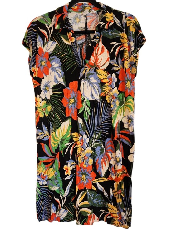 C&C California Dresses & Skirts - C&C California Tropical Floral Linen Blend V-Neck Dress Cap Sleeve Size M Resort